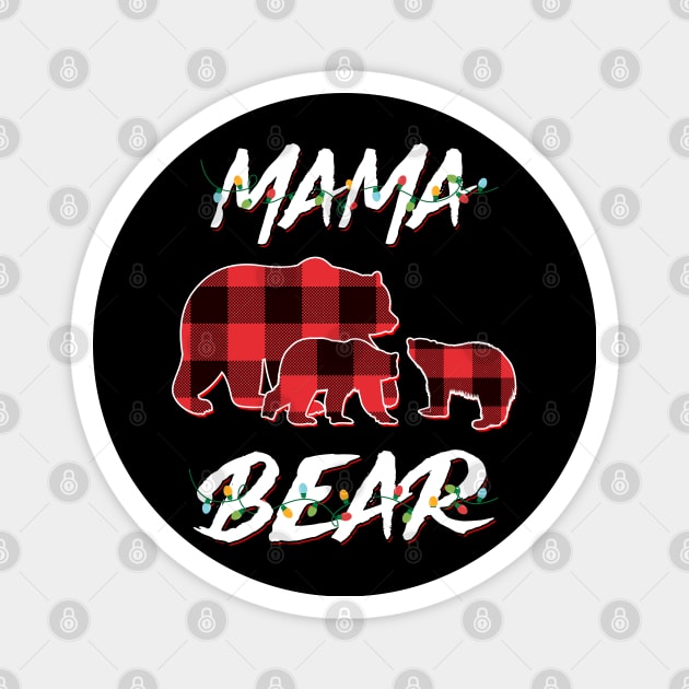 Mama Bear Red Plaid Christmas Pajama Matching Family Gift Magnet by intelus